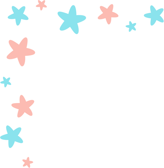 Pastel Pink and Blue Decorative Star Corner Doodle