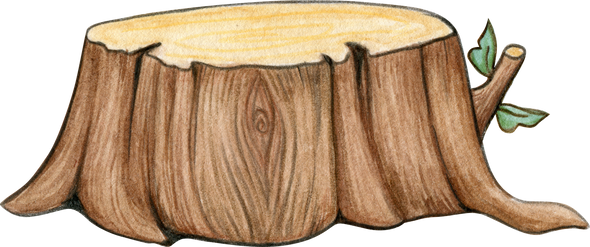 Waercolor Cartoon Tree Stump